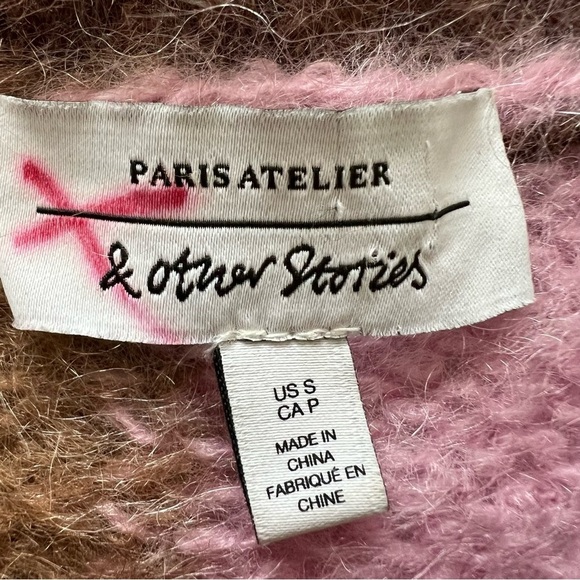 & Other Stories Mohair Wool Checkered Fuzzy Knit Sweater Scandi Small - Picture 13 of 16